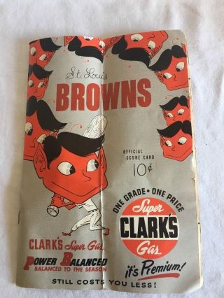 1952 St.  Louis Browns Vs Philly Official Score Card Scorecard Program Old Ads