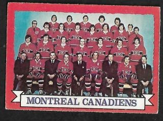 1973 - 74 Opc (o - Pee - Chee) Nhl Hockey: 100 Montreal Canadiens Team Card