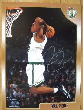 Boston Celtics Paul Pierce Autographed Rookie Card Photo W/coa