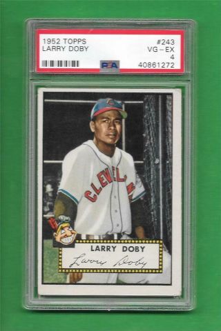 1952 Topps 243 Larry Doby Psa Vg - Ex 4 Cleveland Indians Old Baseball Card