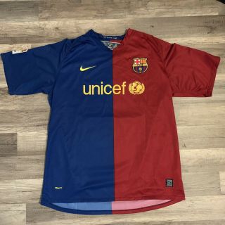2008 - 2009 Nike Fc Barcelona Fcb Jersey Shirt Kit Messi Argentina Xl