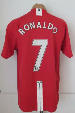 Manchester United 2007/2008 Home Football Shirt Soccer Jersey 7 Ronaldo Portugal