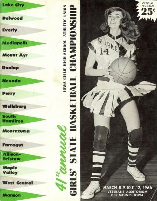 Iowa High School Girls Basketball Championship Tournament Program 1966