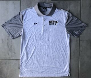 Mens Nike Dri Fit Pittsburg Pitt Panthers Ncaa Polo Shirt White Size Large