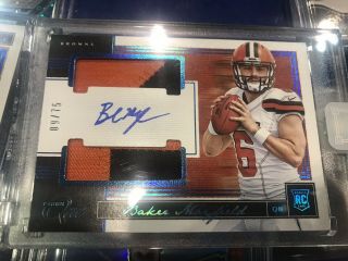 Baker Mayfield 2018 Panini One Rpa Rookie Dual Patch Auto /75 Bgs 9.  5/10 Rcr