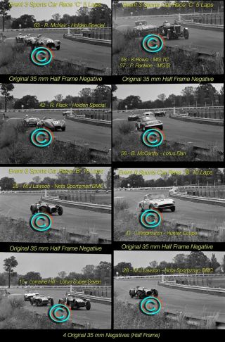 4 X 1/2 35mm Negatives Nota,  Hunter,  Holden,  Lotus Cars 1964 Hordern