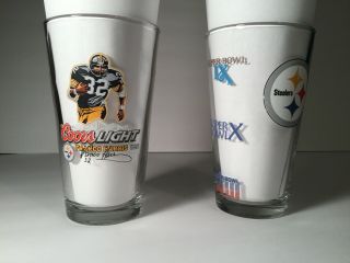 Two Pittsburgh Steelers Coors Light Pint Glasses Beer Bowls Franco Harris
