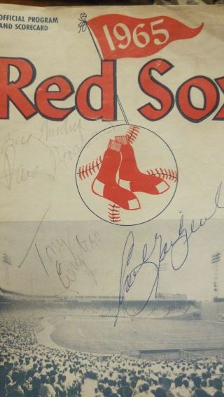 Tony Conigliaro Carl Yastrzemski Signed/autograph 1965 Red Sox Program Psa