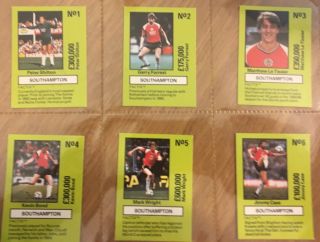 Trade Cards Football Set Of 11 By Emlyn Hughes.  Series Team Tactix,  Southampton