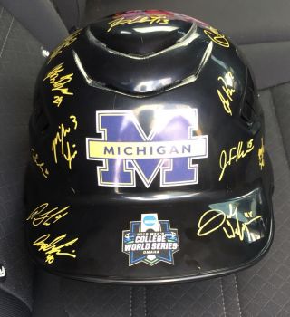 2019 Michigan Wolverines Signed Autograph Cws Fs Helmet College World Series