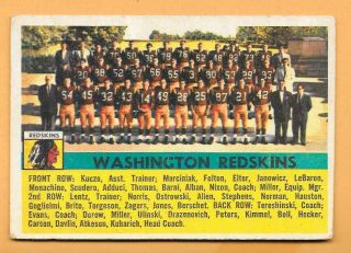 1956 Washington Redskins Team Card - Vintage Topps Card 61 (short Print)
