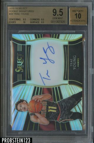 2018 - 19 Select Silver Trae Young Hawks Rookie Auto /199 Bgs 9.  5 W/ 10