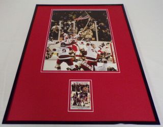 Mike Eruzione Signed Framed 16x20 Photo Display 1980 Miracle On Ice Team Usa B