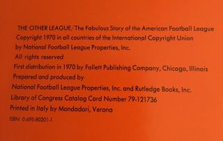 The Other League The Fabulous Story Of The American Football League 1970 2