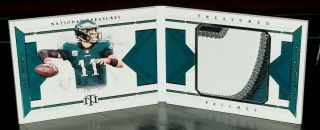 2018 National Treasures Carson Wentz Player Worn - Treasured Patches Booklet 17/25
