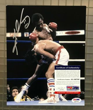 Sugar Ray Leonard Signed 8x10 Boxing Photo Auto W/ Roberto Duran Psa/dna