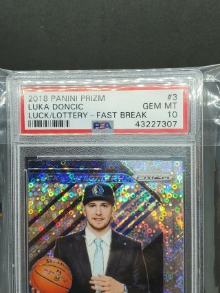 2018 - 19 Panini Prizm Luck of the Lottery Luka Doncic Rookie RC 3,  PSA 10 2