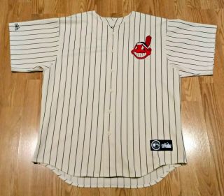 Vintage Majestic Cleveland Indians Jersey Size Xl Button Front Chief Wahoo Mlb