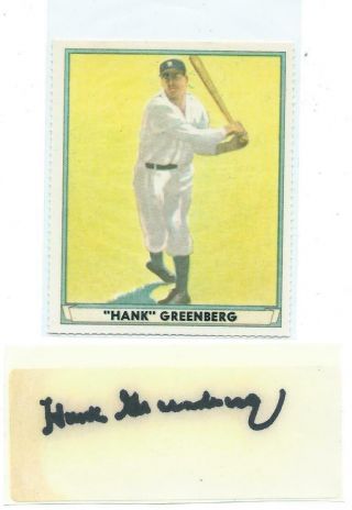 Hank Greenberg Authentic Hand Signed Autograph On 2x3 Card - Detroit Tigers