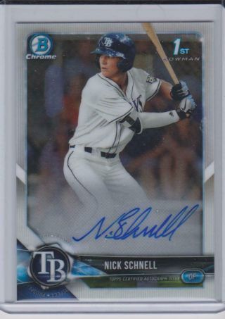 Nick Schnell 2018 Bowman Draft 1st Prospect Autograph Tampa Bay Rays
