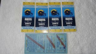Orleans Saints At Los Angeles Rams 1982 Nfl - 4 Full Tickets