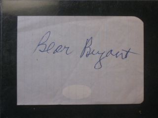 Bear Bryant Alabama Crimson Tide Coach Autographed Signed Note Pad Page Jsa