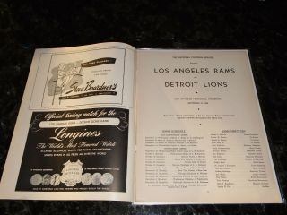 September 22,  1948 Detroit Lions vs.  Los Angeles Rams Official Football Program 2
