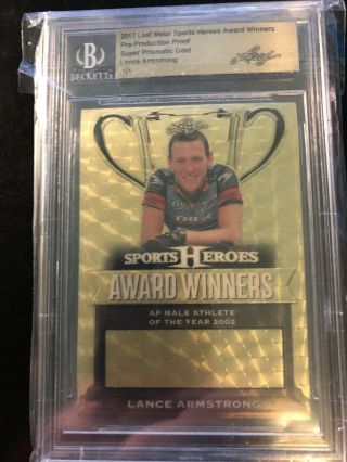 Lance Armstrong 2017 Leaf Sports Heroes Superfractor Gold Prism Proof 1/1