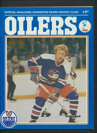 1977 - 78 Vintage Edmonton Oilers Wha Hockey Program Apr 7/78 Hull Cover Winnipeg