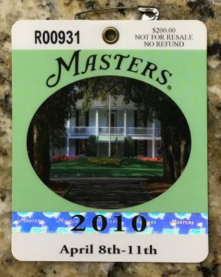 2010 Masters Augusta National Golf Club Badge Ticket Phil Mickelson Wins Pga