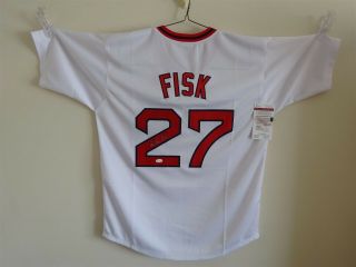 Carlton Fisk Signed Auto Boston Red Sox White Jersey Jsa Autographed