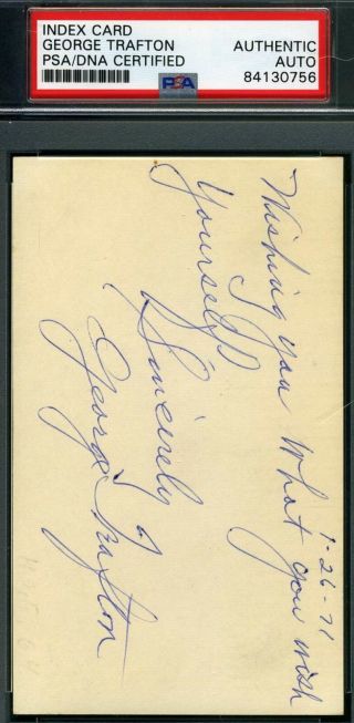 George Trafton Psa Dna Autograph 3x5 Index Card Hand Signed