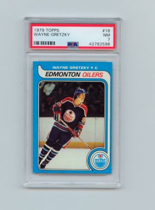 Topps 1979 18 Wayne Gretzky Rookie Edmonton Oilers Graded Psa 7 Nm