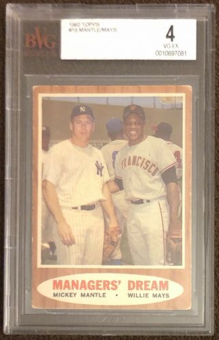 1962 Topps Mickey Mantle & Willie Mays Managers’ Dream 18 Bvg 4