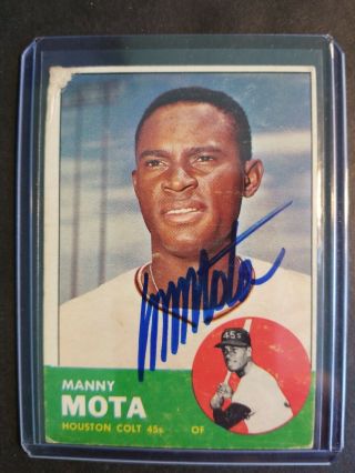 Manny Mota 1963 Houston Colt.  45s Autographed Baseball Card