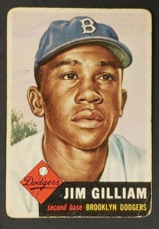 1953 Topps Baseball Card Jim Gilliam 258 Gd - Vg Range Rc Bv $400