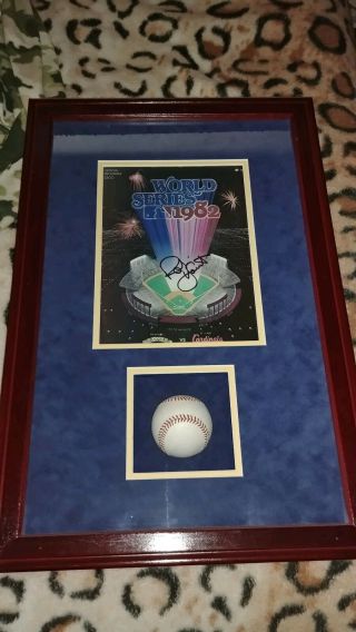 1982 World Series Program Signed Robin Yount In Shadow Box Milwaukee Brewers