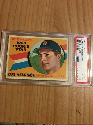 1960 Topps Baseball Card 148 Carl Yastrzemski Rookie Star Psa 2 Good Red Sox