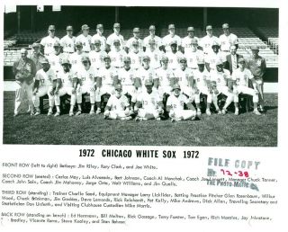 1972 Chicago White Sox Team 8 X 10 Glossy Photo