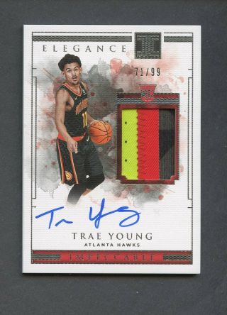 2018 - 19 Panini Impeccable Elegance Trae Young Rpa Rc Rookie Patch Auto 71/99