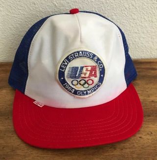 Vintage Levi Strauss & Company 1984 Olympics Hat Cap Trucker Mesh 1980s Levis