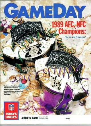 Nfc Championship La Rams Sf 49ers 1990 Joe Montana Jerry Rice Football Program