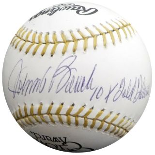 Johnny Bench Autographed Gold Glove Baseball Reds " 10x Gold Glove " Psa Ab50733