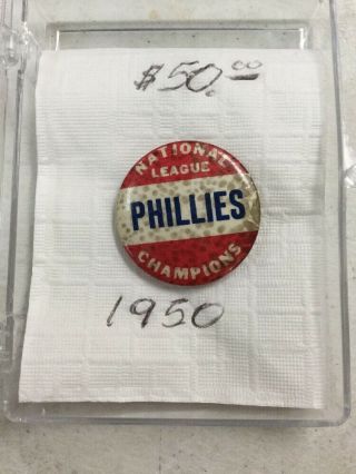 1950 Phillies National League Champions Vintage Pin Rare Old Antique Baseball