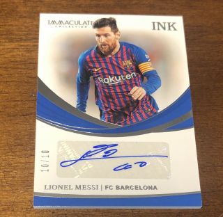 10/10 Lionel Messi 2018 - 19 Immaculate Soccer Jersey 1/1 Auto Autotroph Fc Bar
