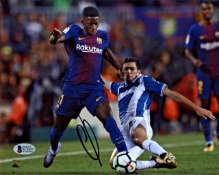 Ousmane Dembele Autographed Barcelona 8x10 Photo Signed Dribble - Bas Beckett