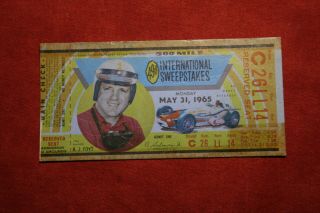 1965 Indy 500 Ticket Stub,  Aj Foyt On Front (indianapolis,  Indiana)