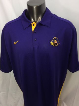 Nike Dri Fit East Carolina Ecu Pirates Mens 3xl Golf Polo Shirt S/s Purple