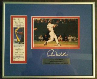 Minnesota Twins Paul Molitor Signed/autographed Framed Picture/ticket 3000th Hit