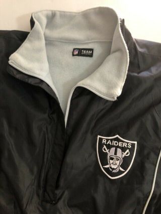 Raiders Pullover Jacket Reversible 1/4 Zip Black And Silver Nfl Team Apparel Med